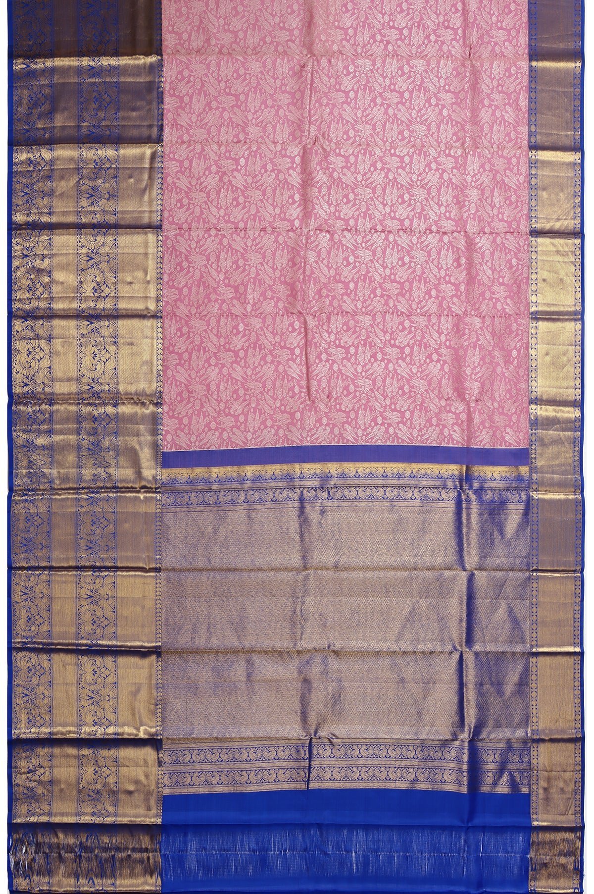 Purple Kanchipuram Silk Saree with Kili, Yanai, and Mayil Motifs - Image 3