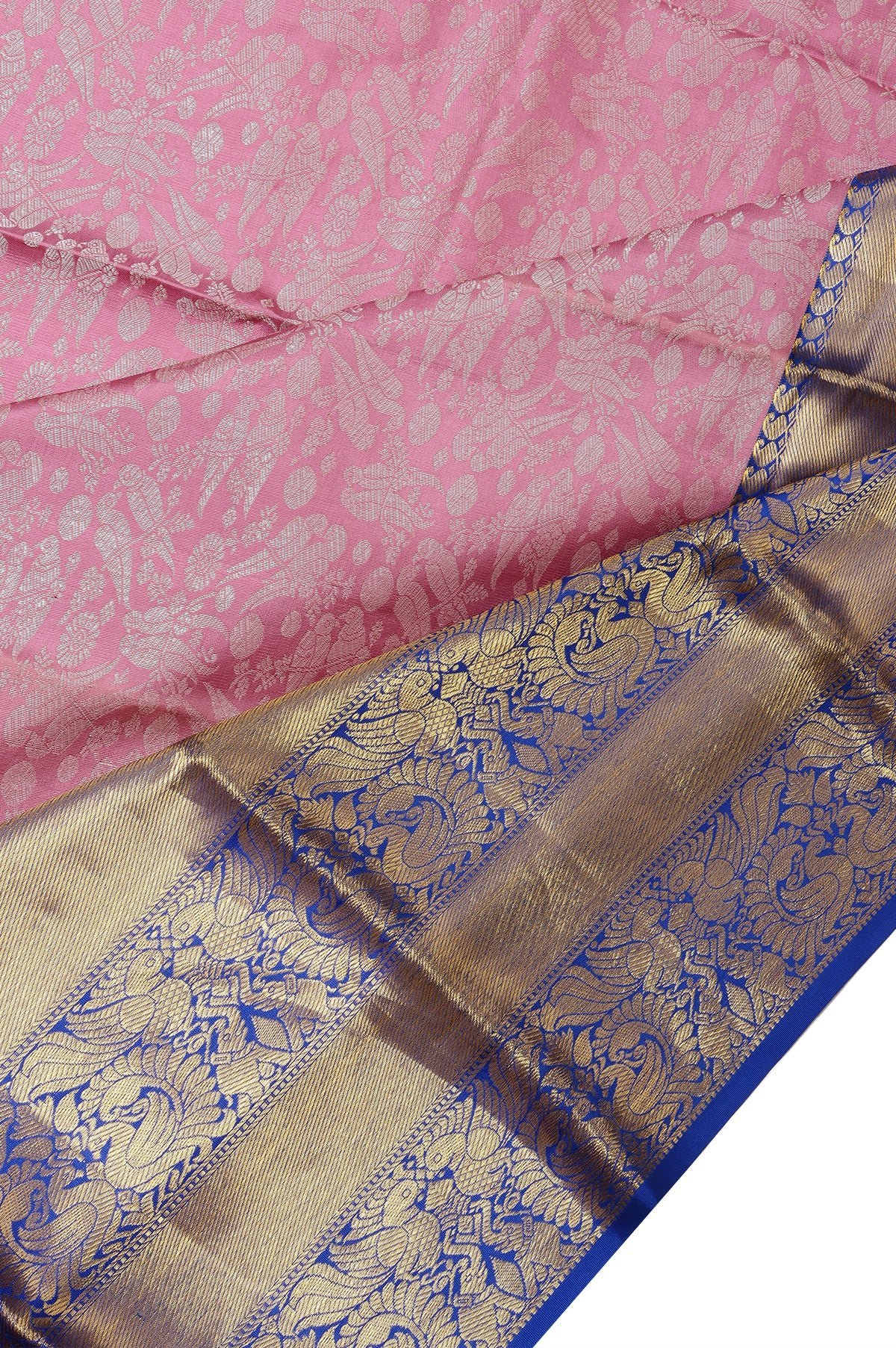 Purple Kanchipuram Silk Saree with Kili, Yanai, and Mayil Motifs - Image 2