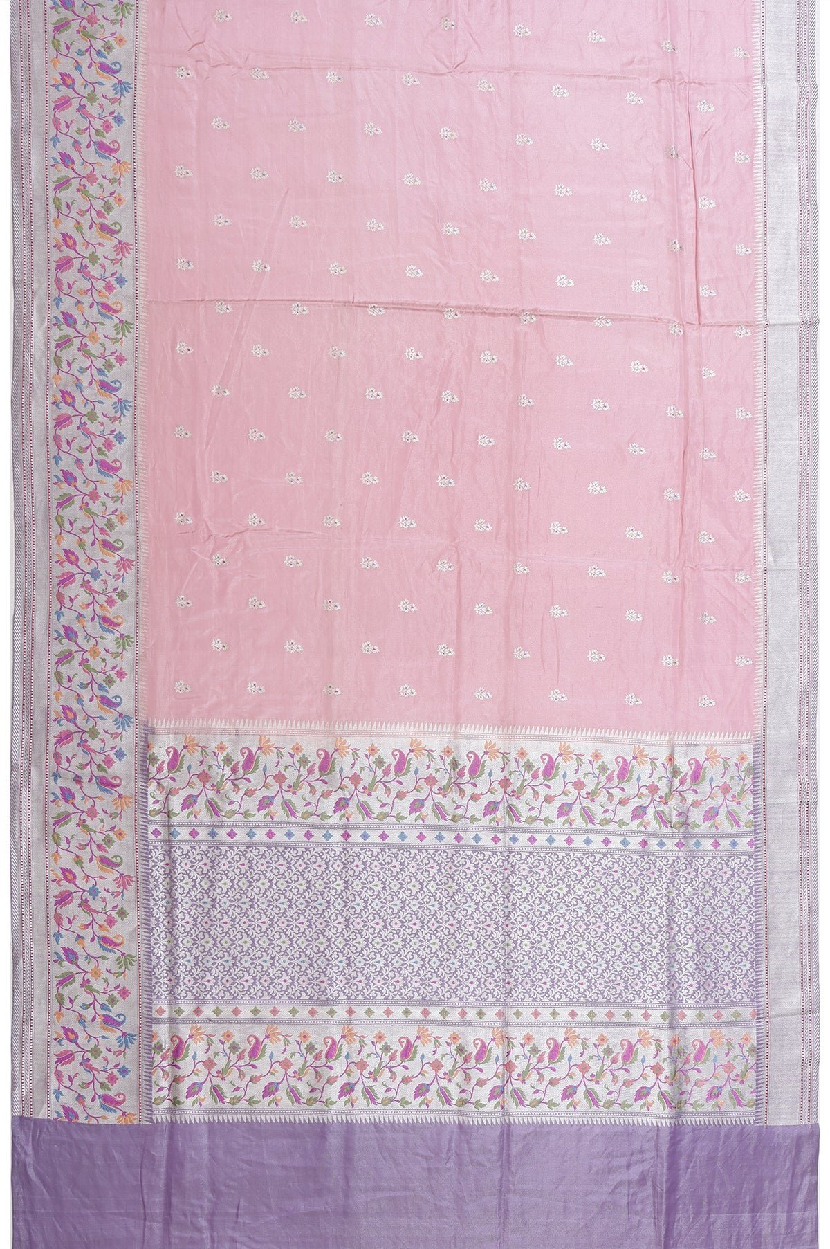 Gold Kanchipuram Silk Saree with Floral Design and Sea Green Border - Image 5
