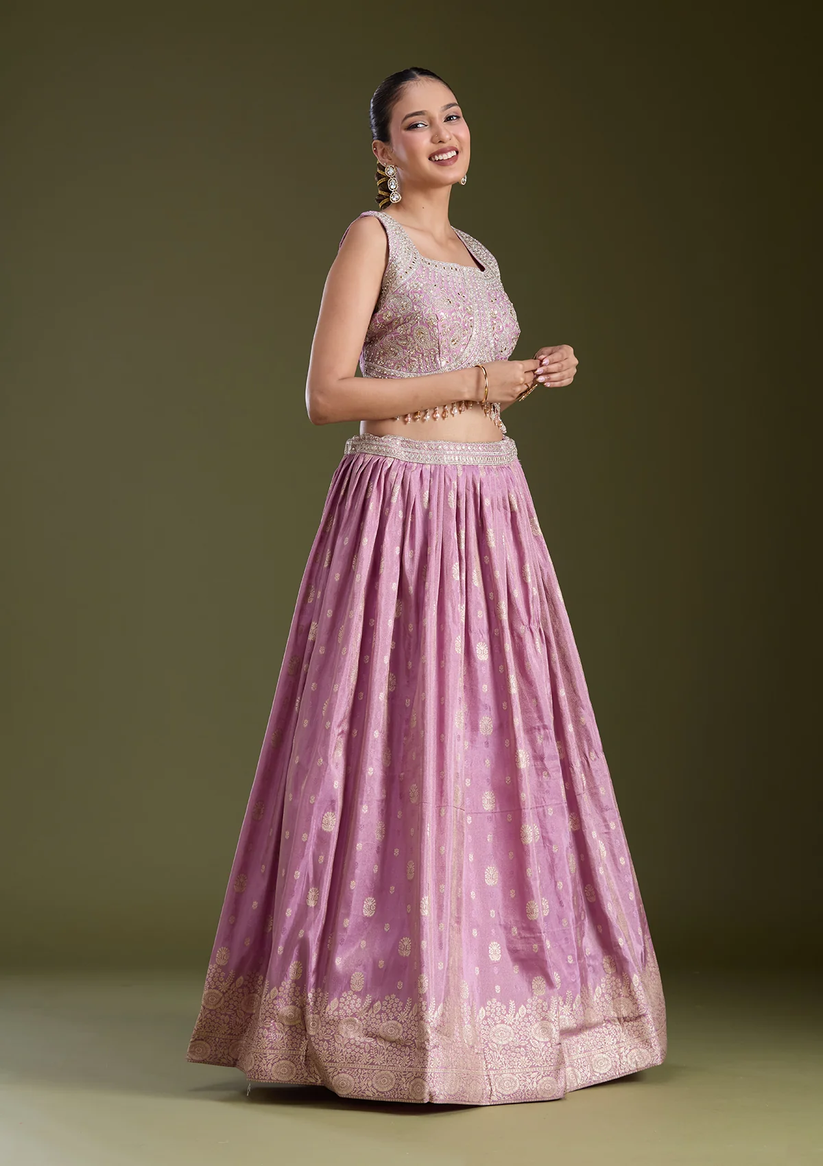 Sequins Banarasi Readymade Lehenga - Image 6