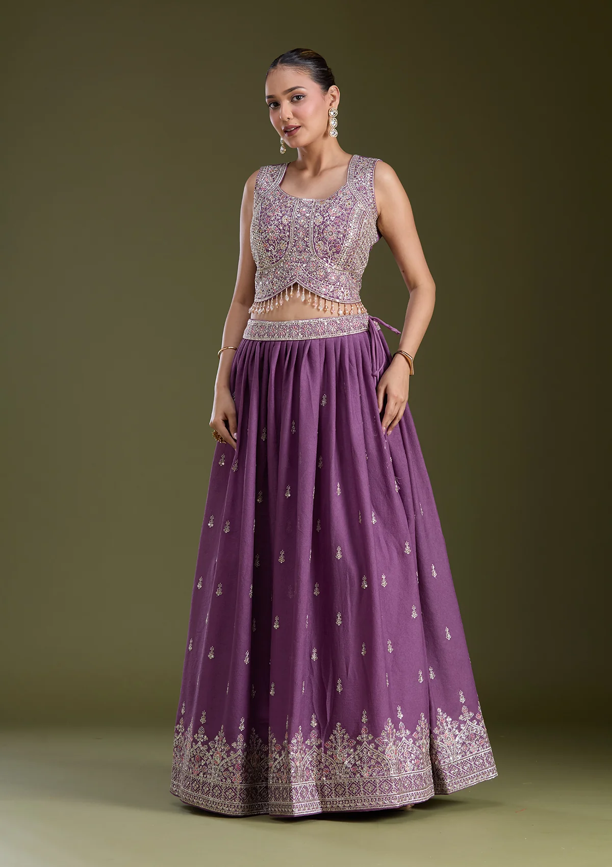 Zariwork (Silver) Soft Raw Silk Readymade Lehenga - Image 4