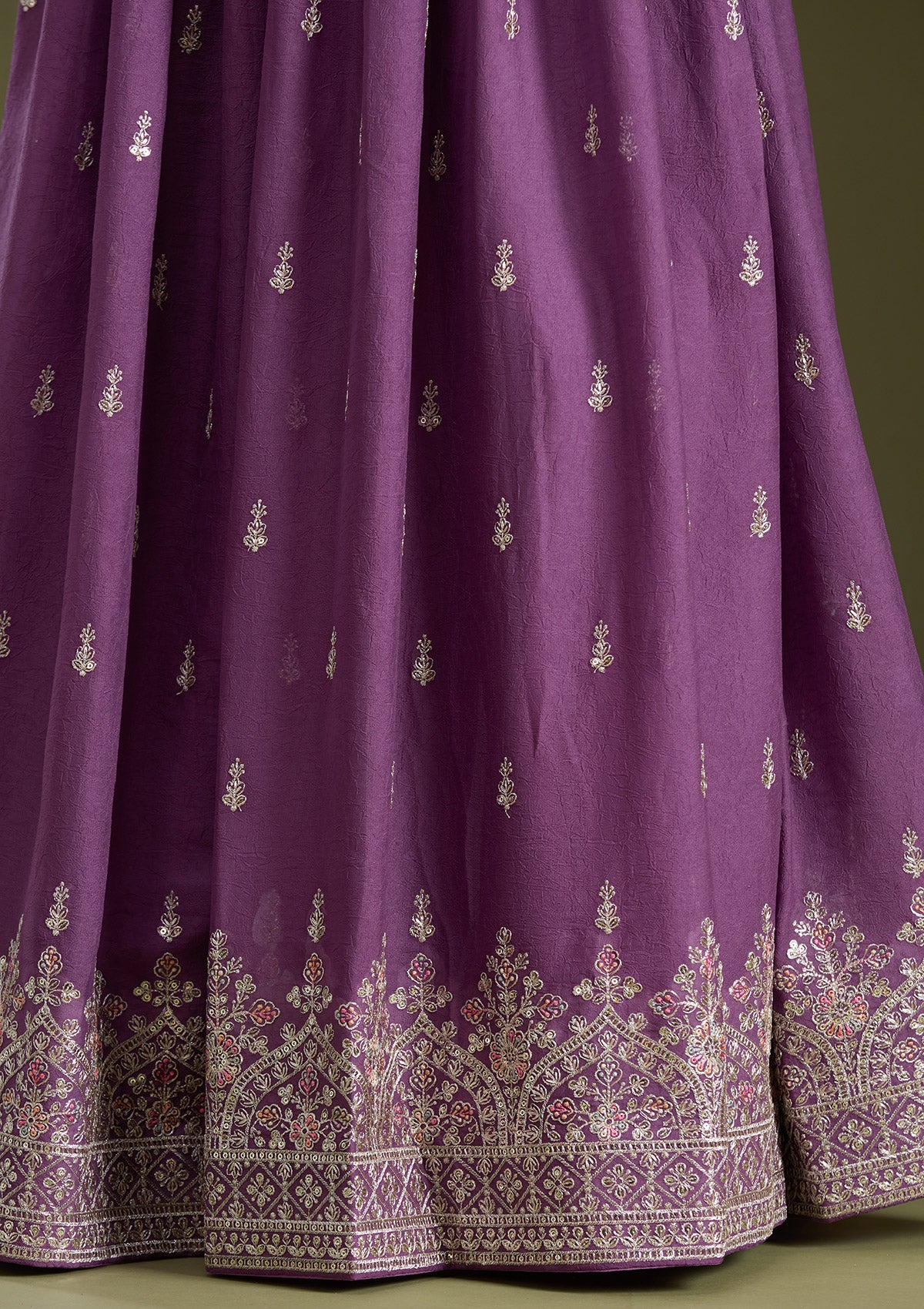 Zariwork (Silver) Soft Raw Silk Readymade Lehenga - Image 7