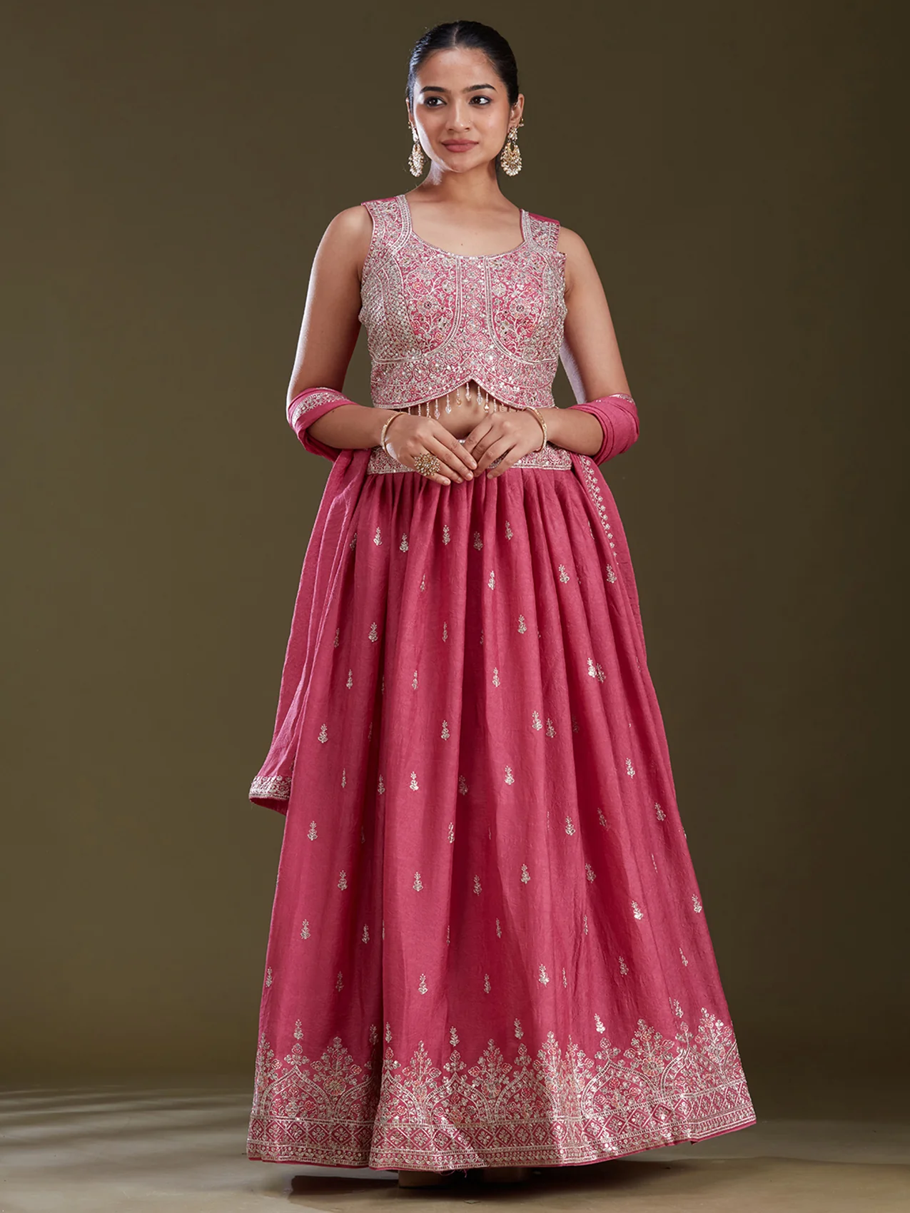 Zariwork (Silver) Soft Raw Silk Readymade Lehenga - Image 11