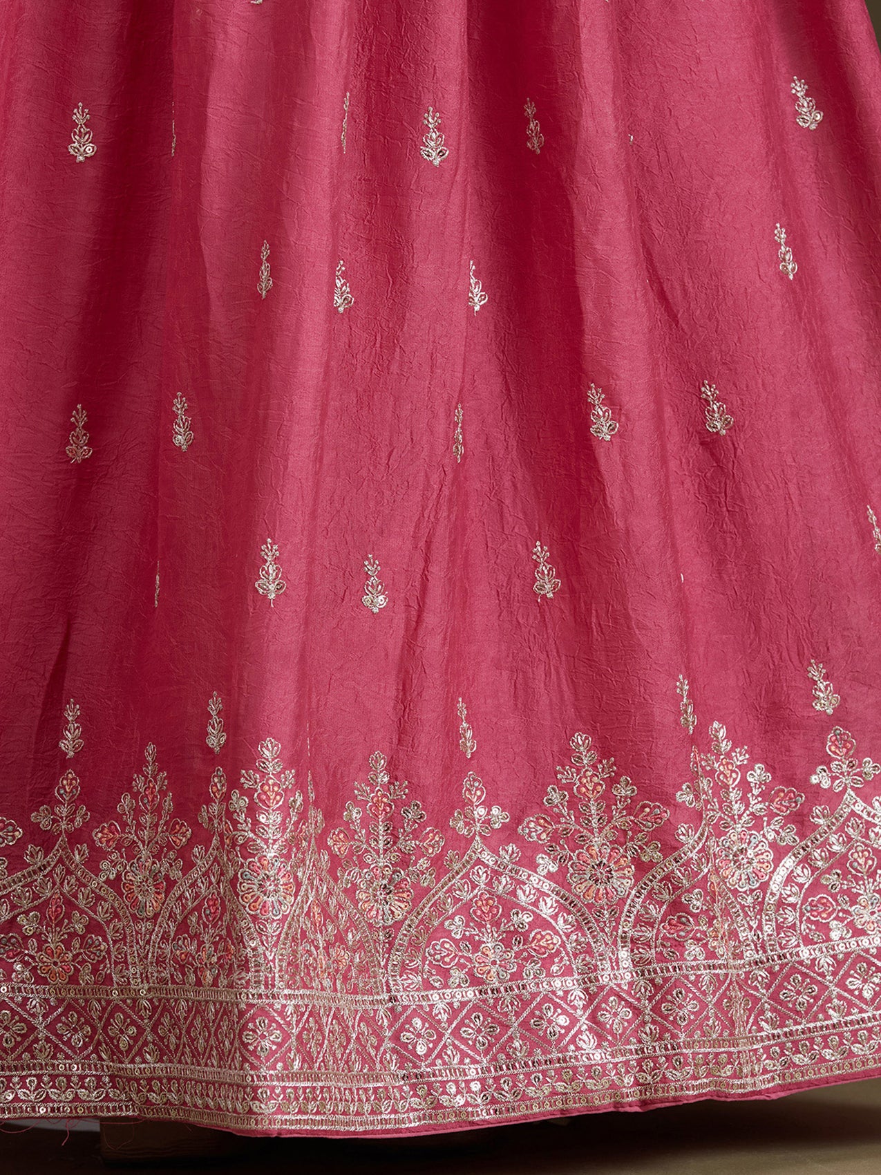 Zariwork (Silver) Soft Raw Silk Readymade Lehenga - Image 16