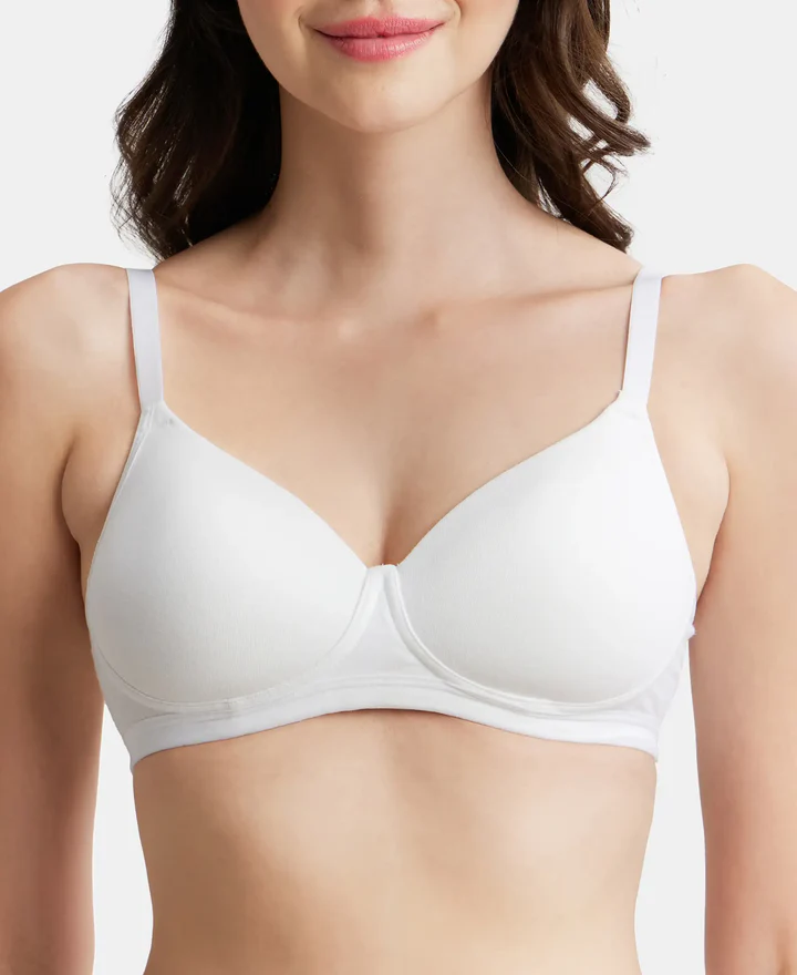 White Wire free Padded Super Combed Cotton Elastane Stretch Full Coverage Bra - Image 7