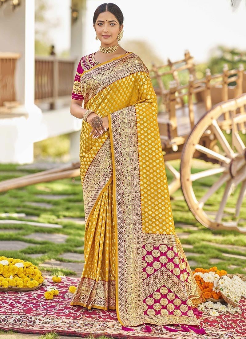 Benarasi Silk Jacquard Zari Saree Festive Wear - Image 8