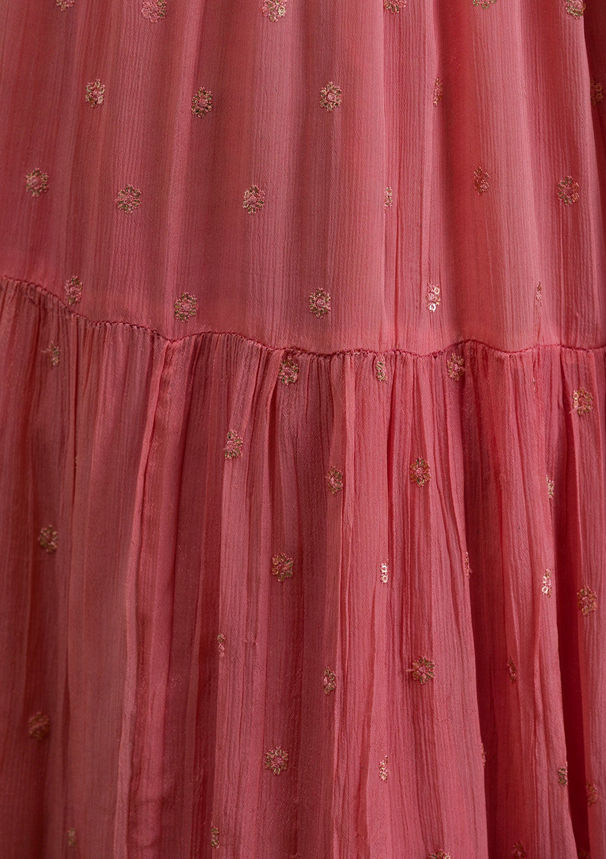 Yellow Threadwork Chiffon Readymade Lehenga - Image 9