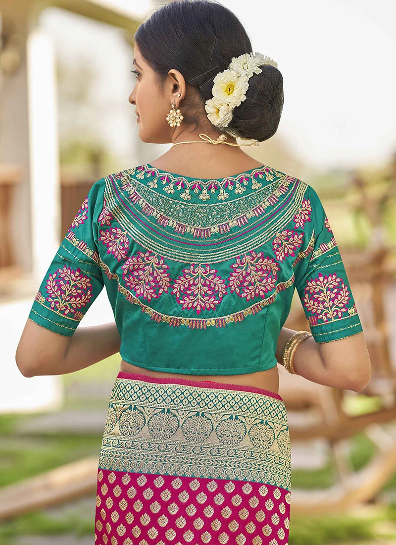 Benarasi Silk Jacquard Zari Saree Festive Wear - Image 13