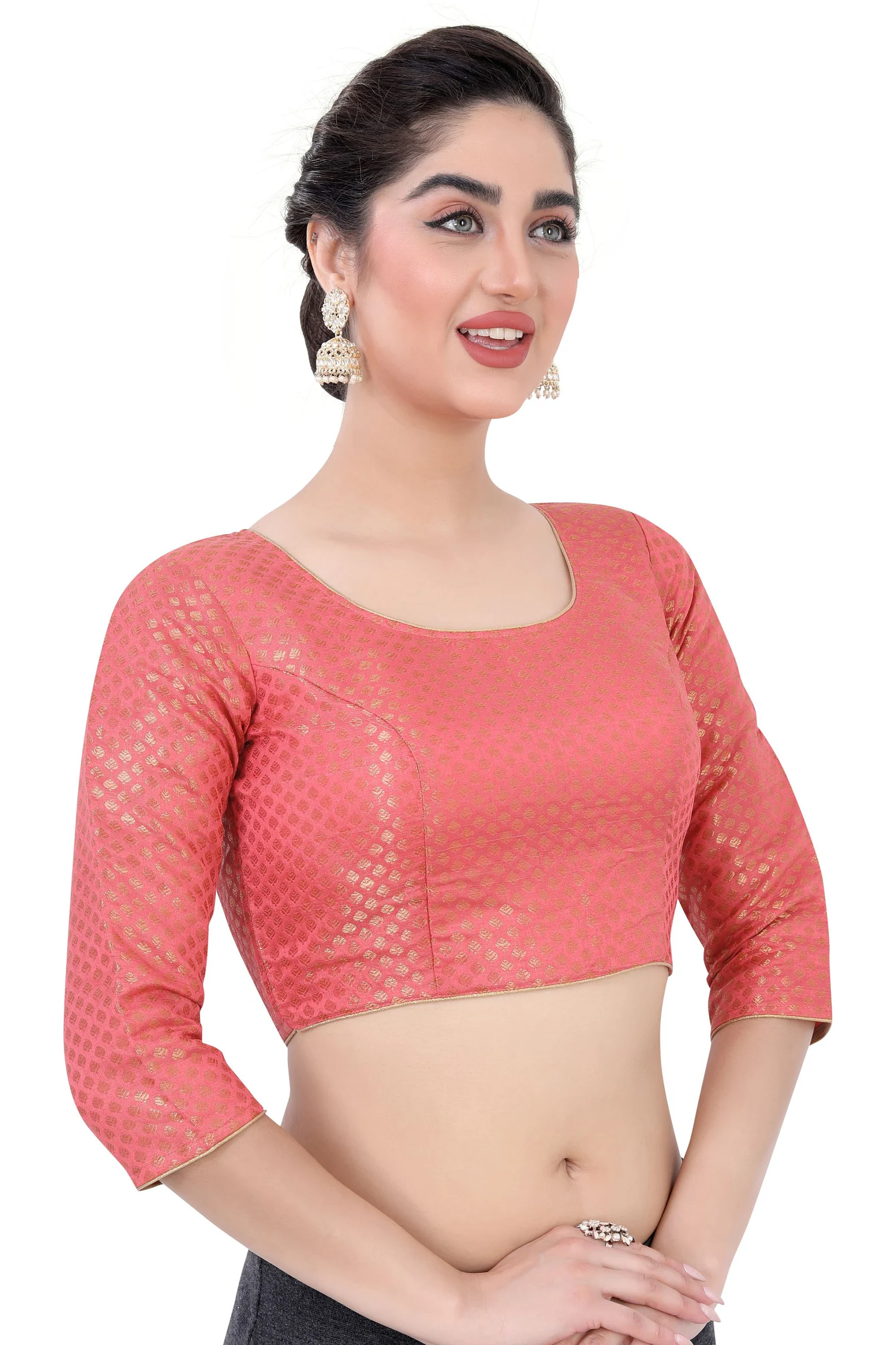 Long Sleeves Women's Brocade Blouse for partywear sarees.